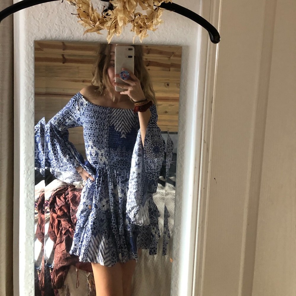 Flowy Blue Boho Dress